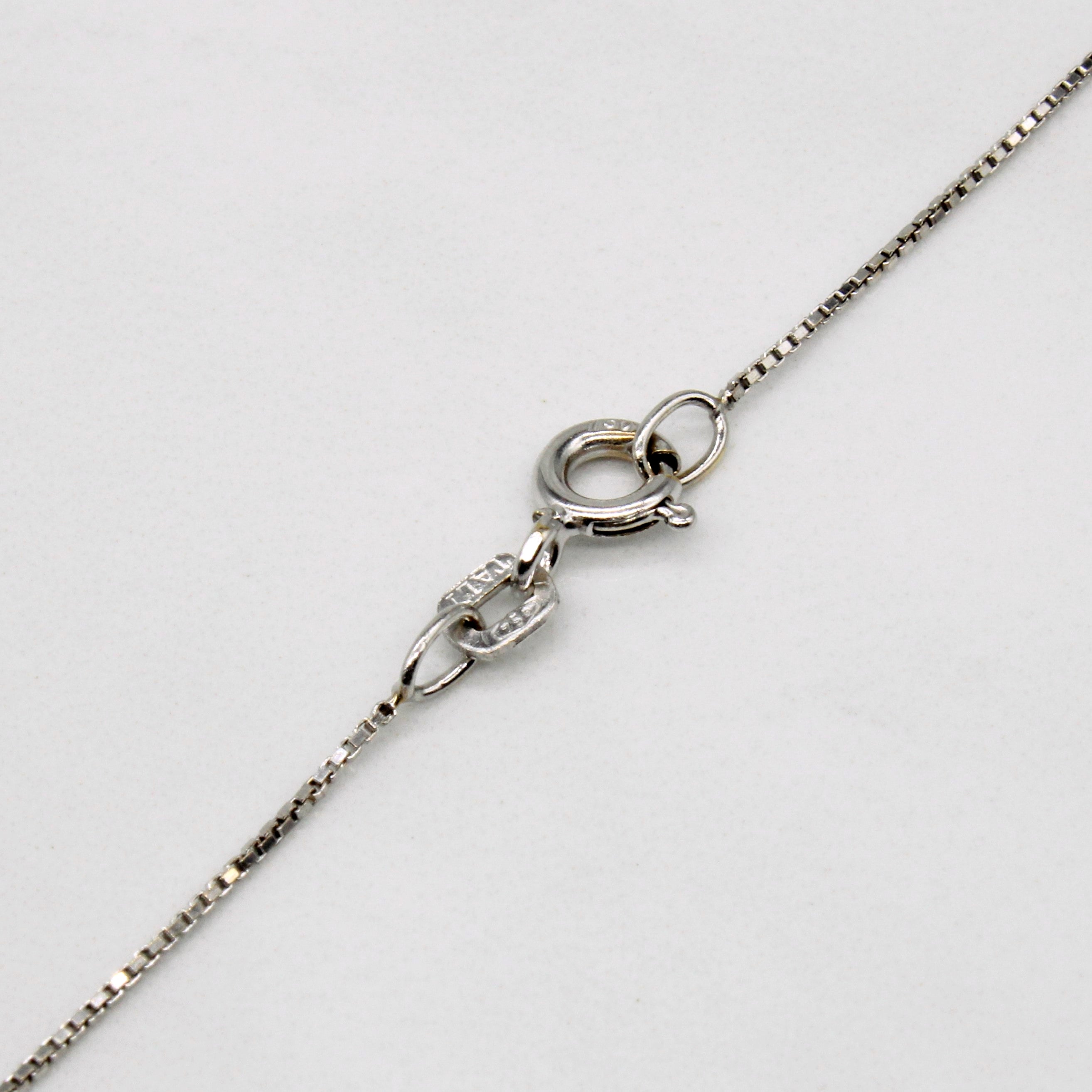 Italian 18k White Gold Bead Pendant Necklace | 16" |