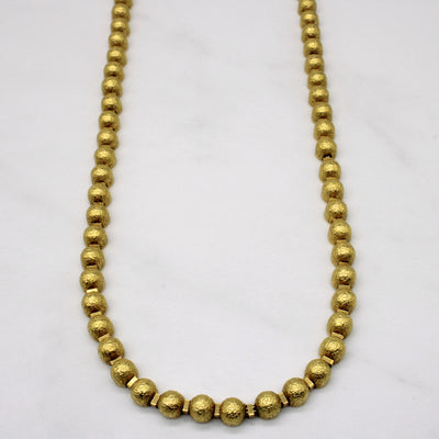 Vintage Italian 18k Yellow Gold Beaded Chain Necklace | 16