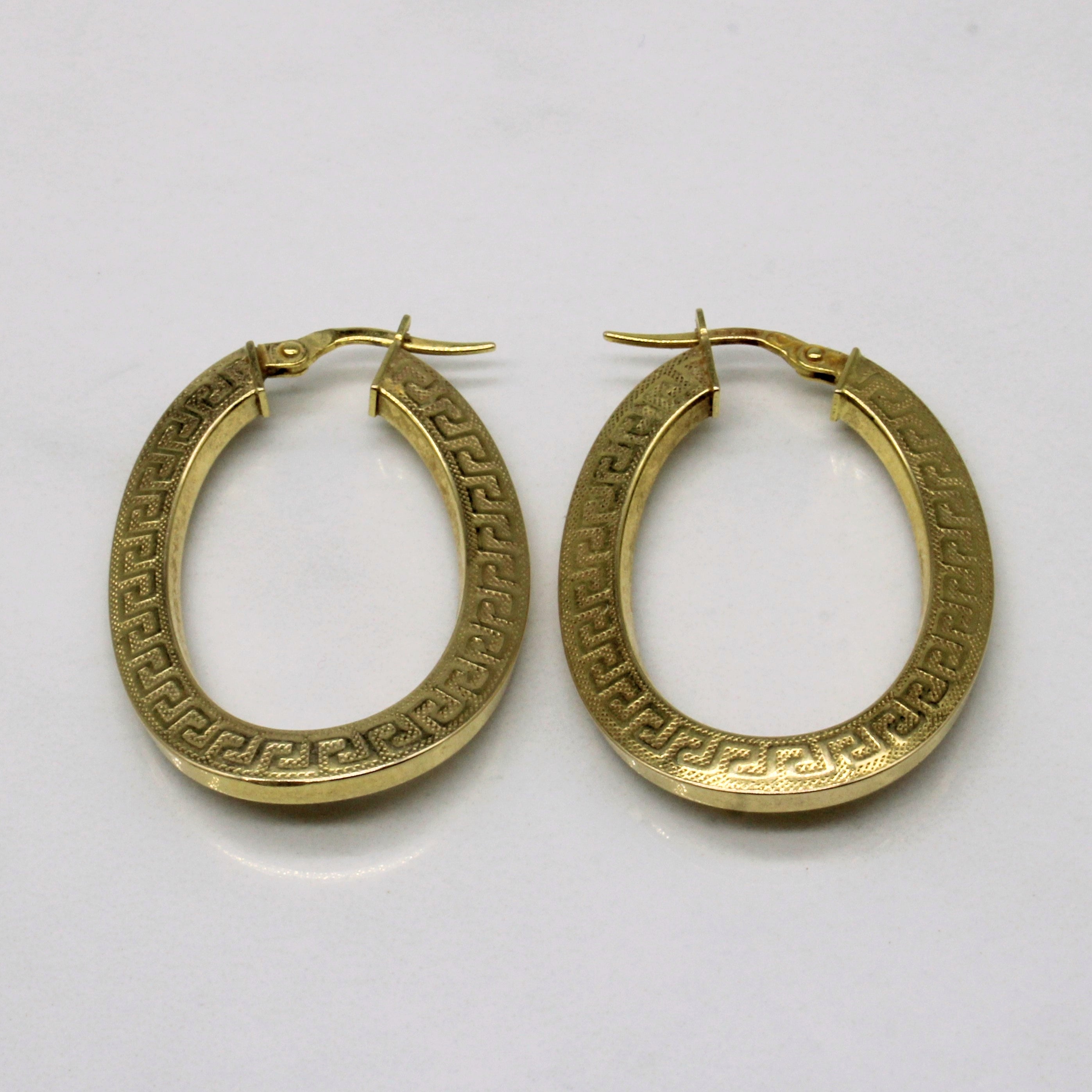 10k Yellow Gold Oval Hoop Earrings