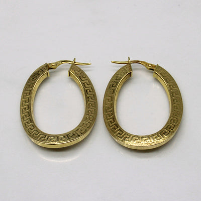 10k Yellow Gold Oval Hoop Earrings