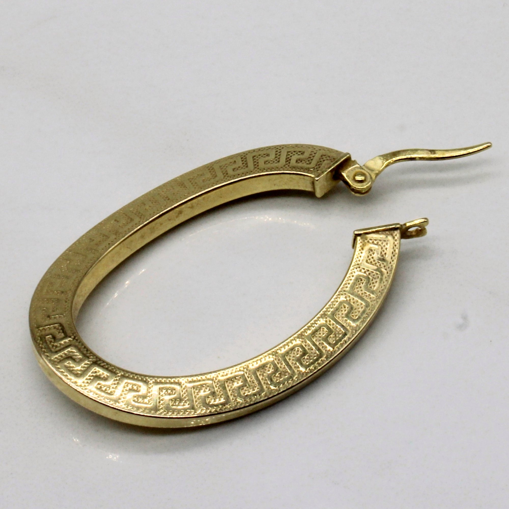 10k Gold Greek Key Design Hoop Earrings