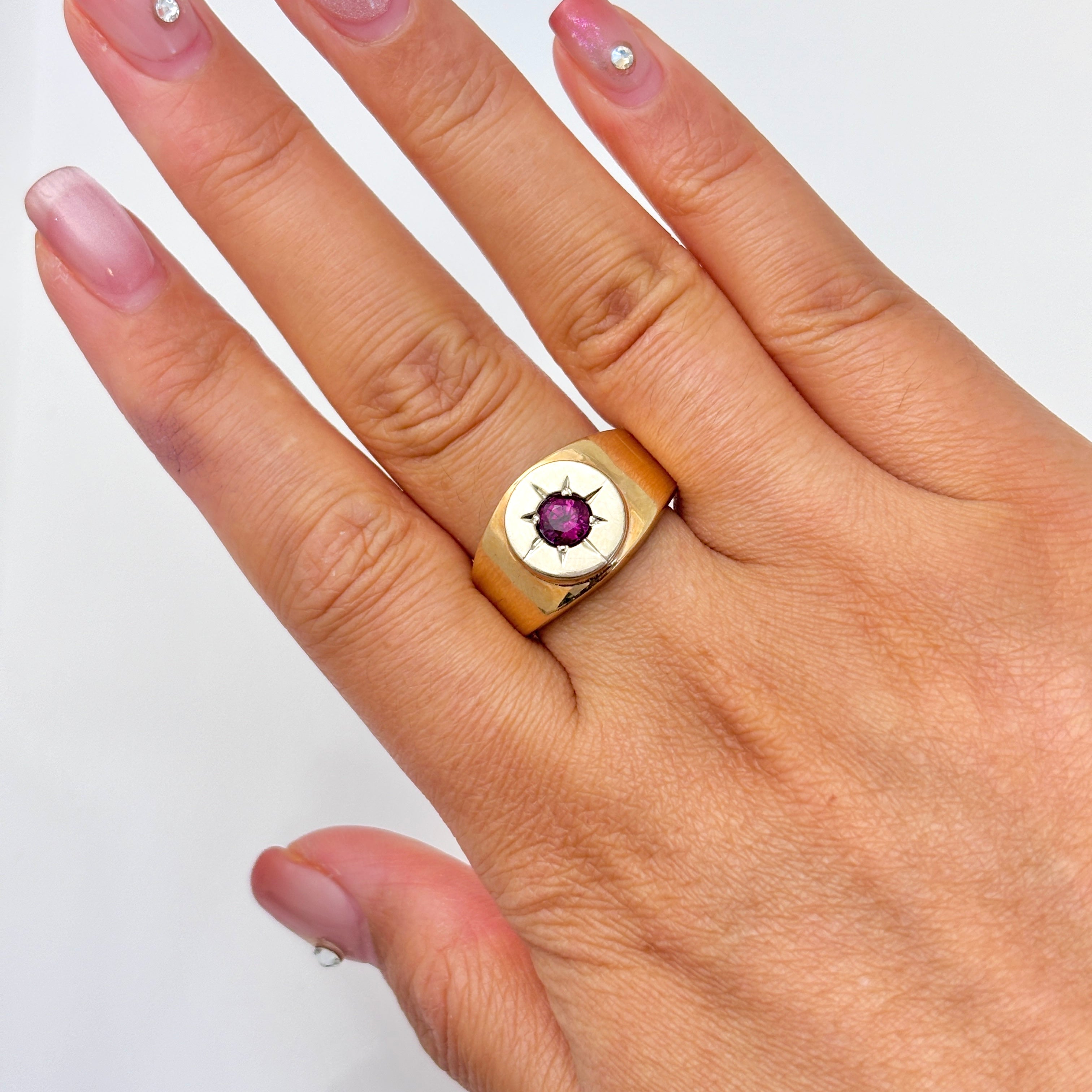10-14k Two Tone Gold Ruby Ring | 0.64ct | SZ 9.75
