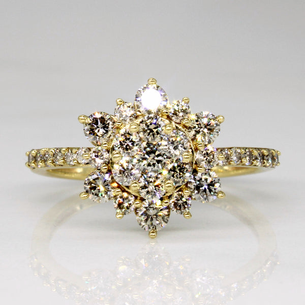 グラント ゴールドラメ 小径 当時物 Diamond Cluster Ring | 1.00ctw | SZ 7 |
