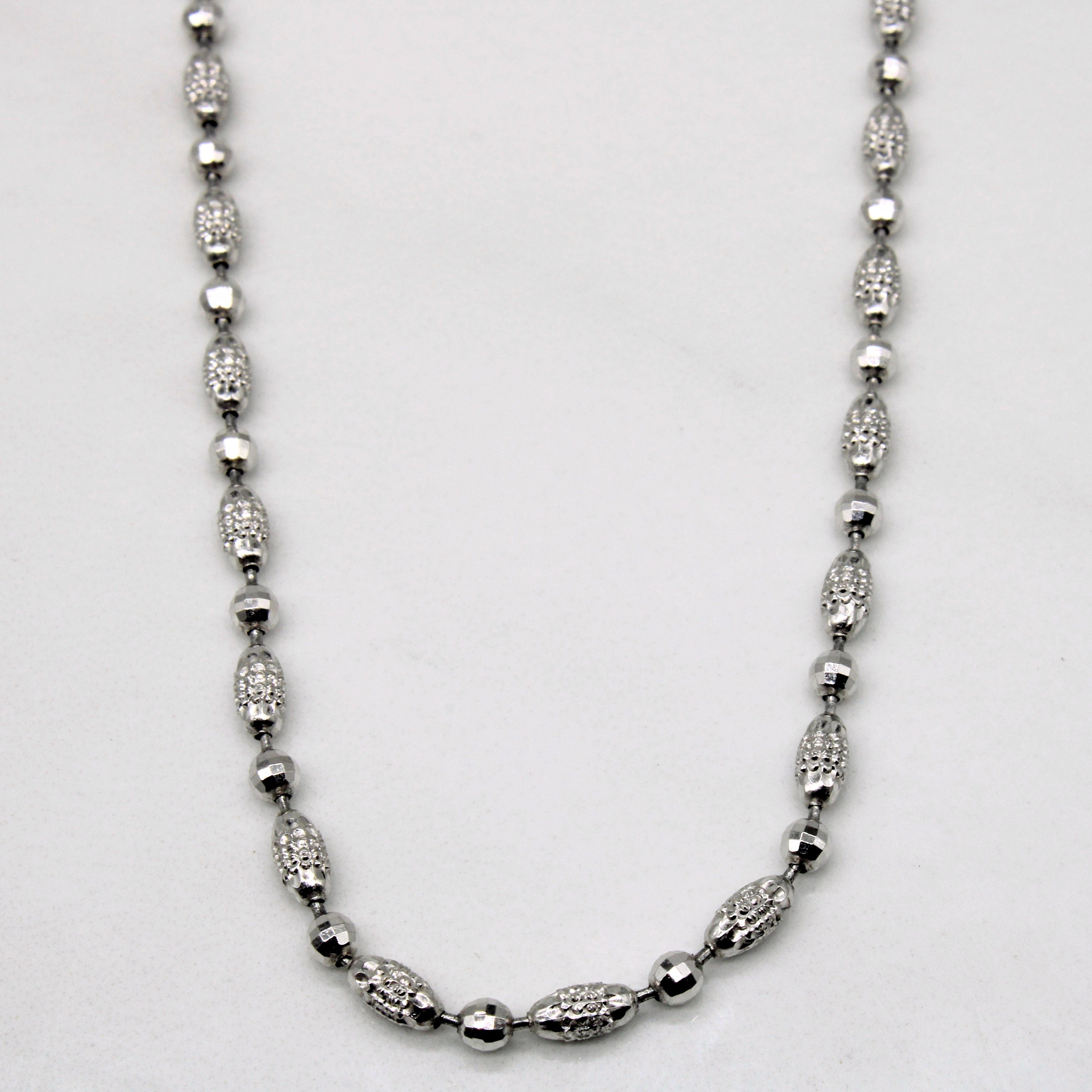 14k White Gold Bead Chain | 18" |