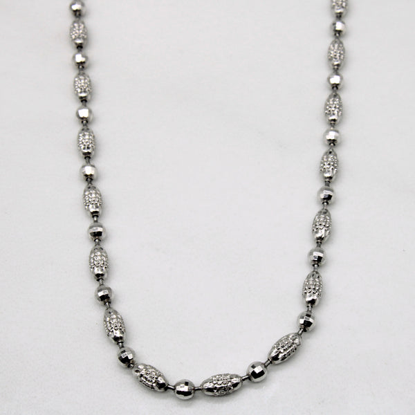 14k White Gold Bead Chain | 18