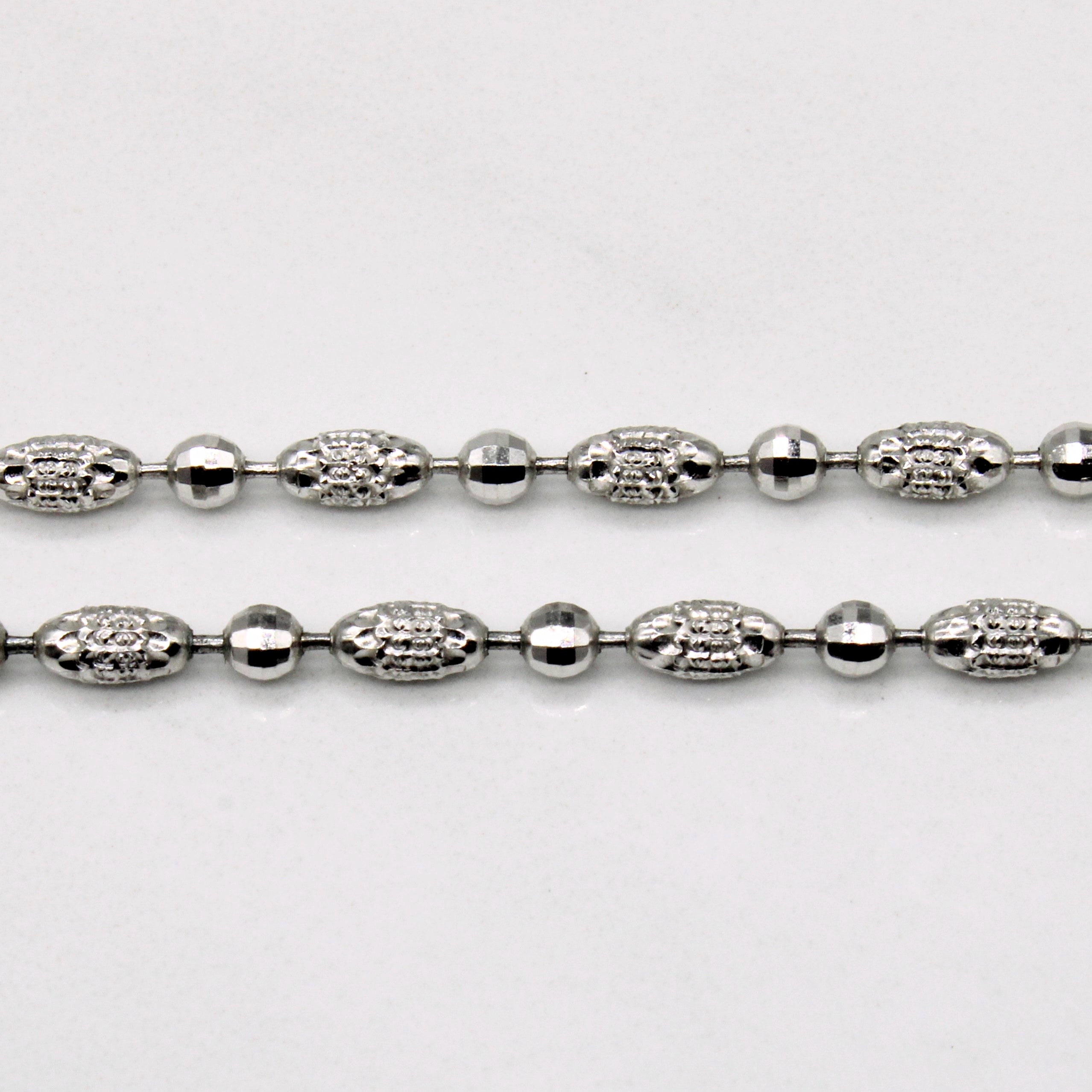 14k White Gold Bead Chain | 18" |