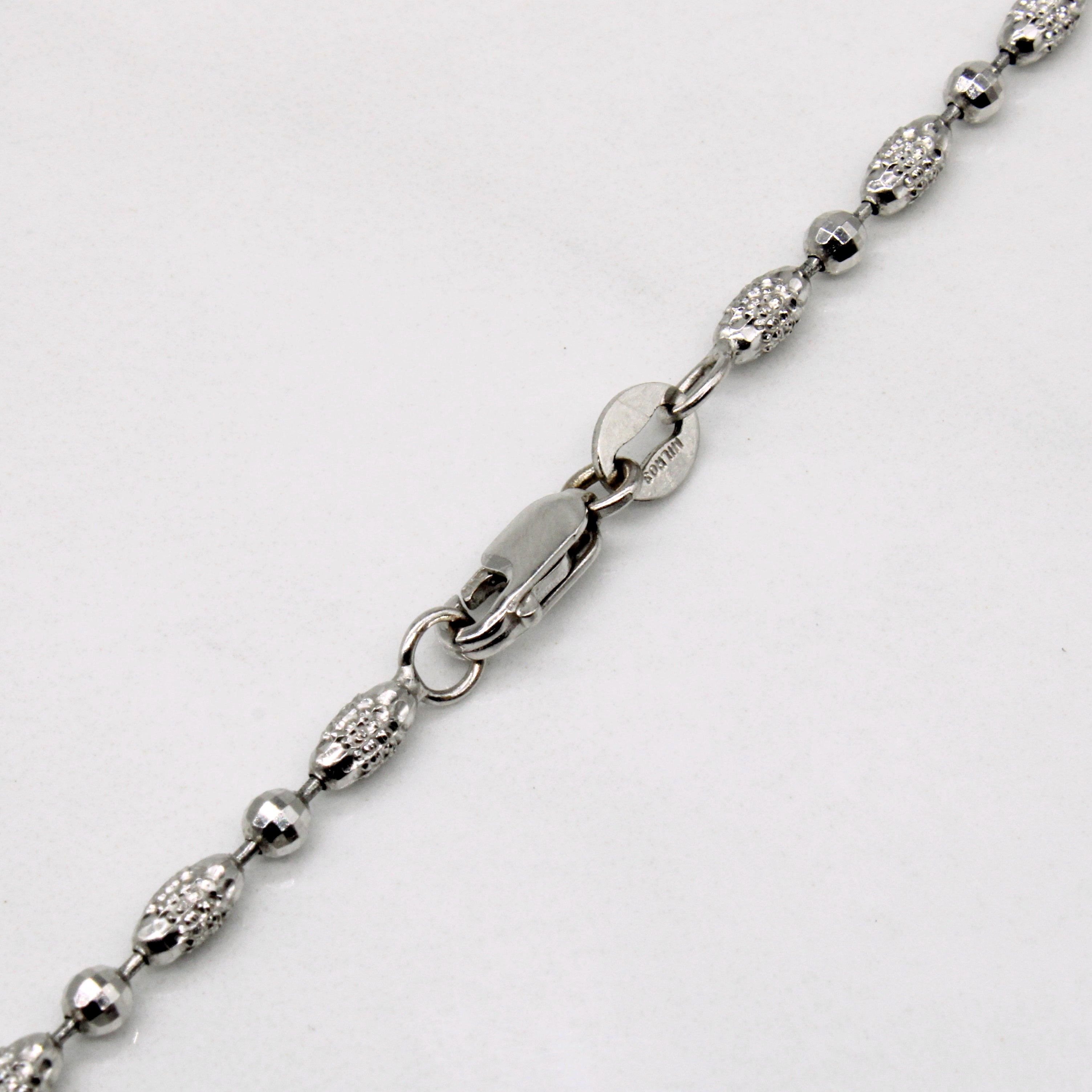 14k White Gold Bead Chain | 18" |