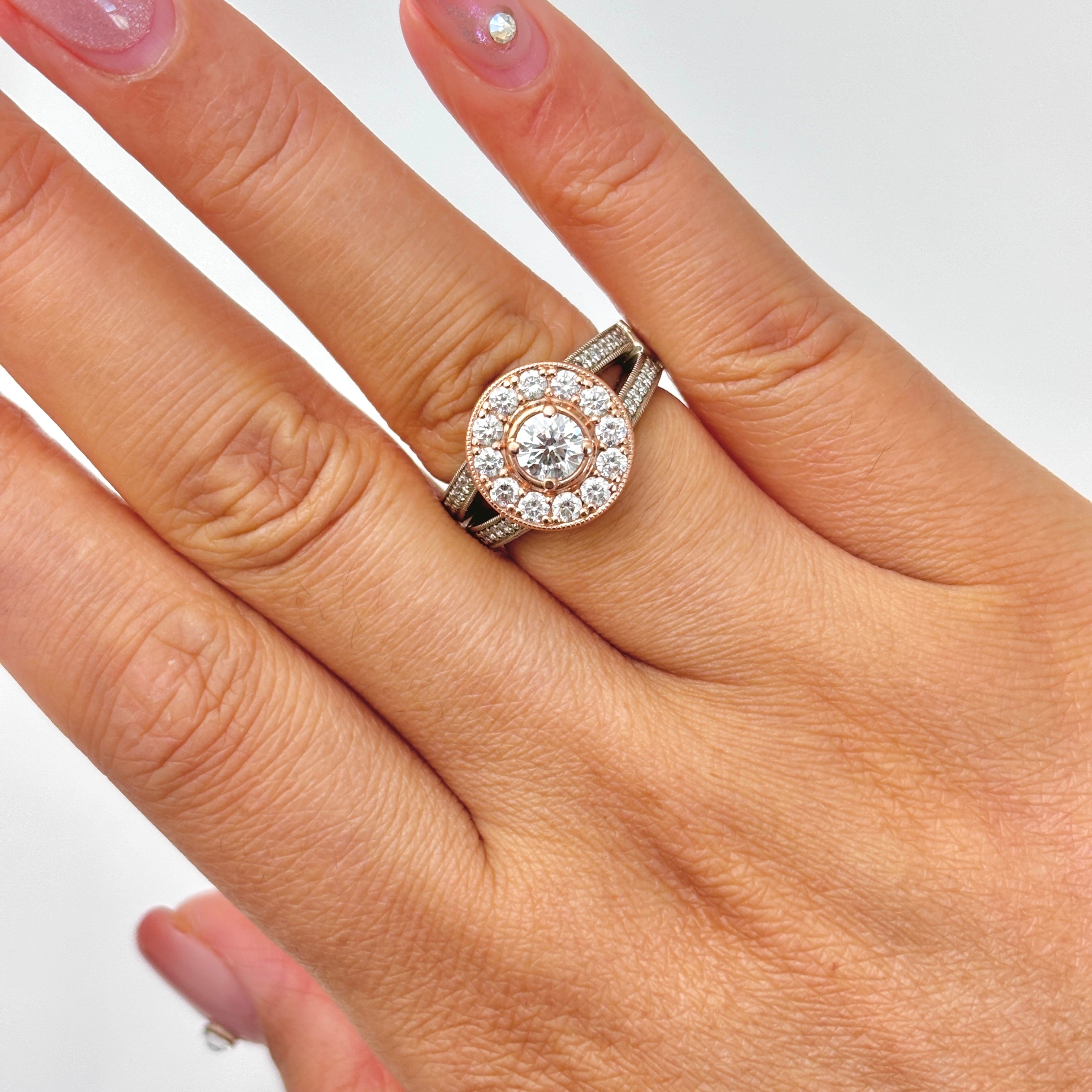 14k White & Rose Gold Diamond Ring | 1.47ctw | SZ 6