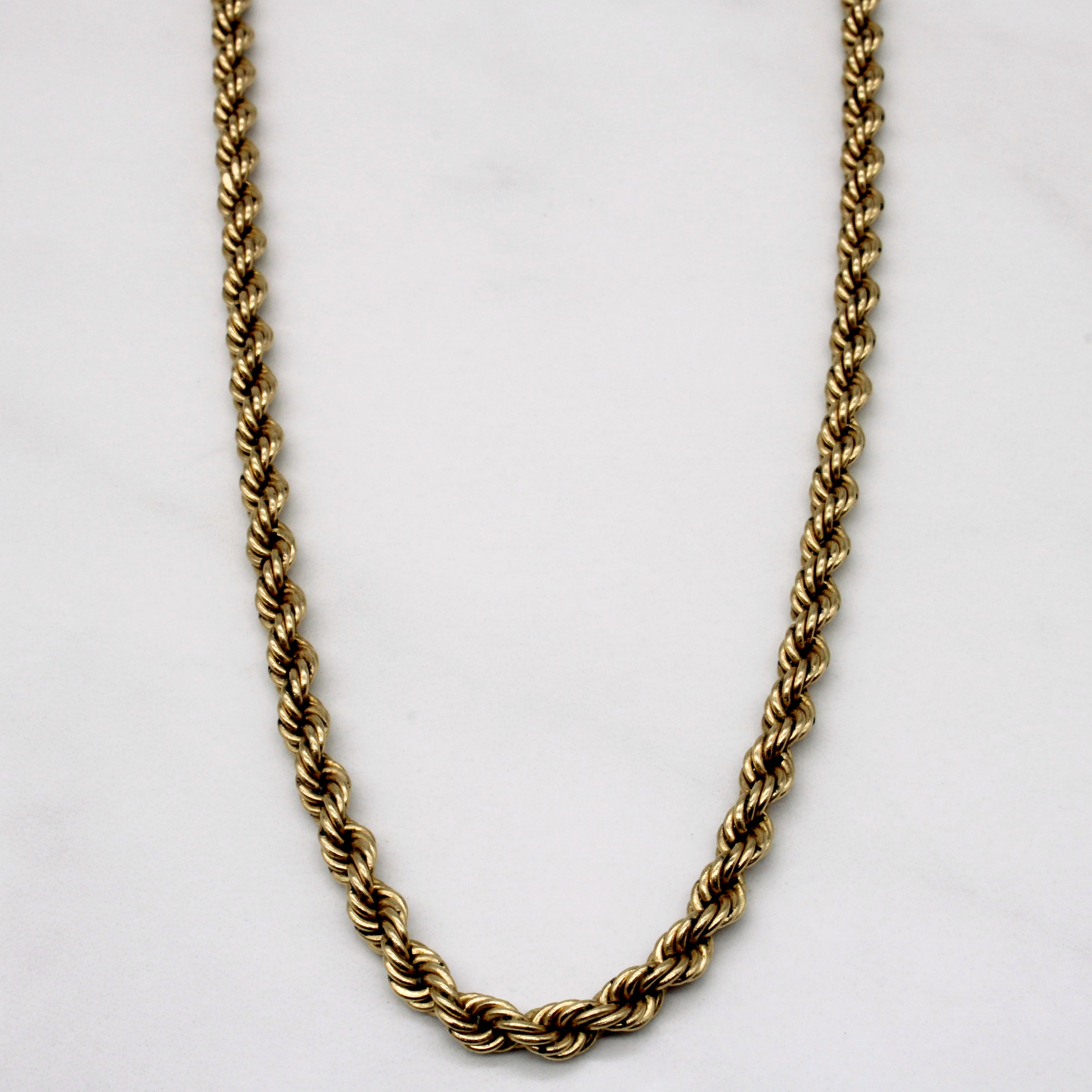 Chaîne corde en or jaune 10 carats | 18 pouces | 