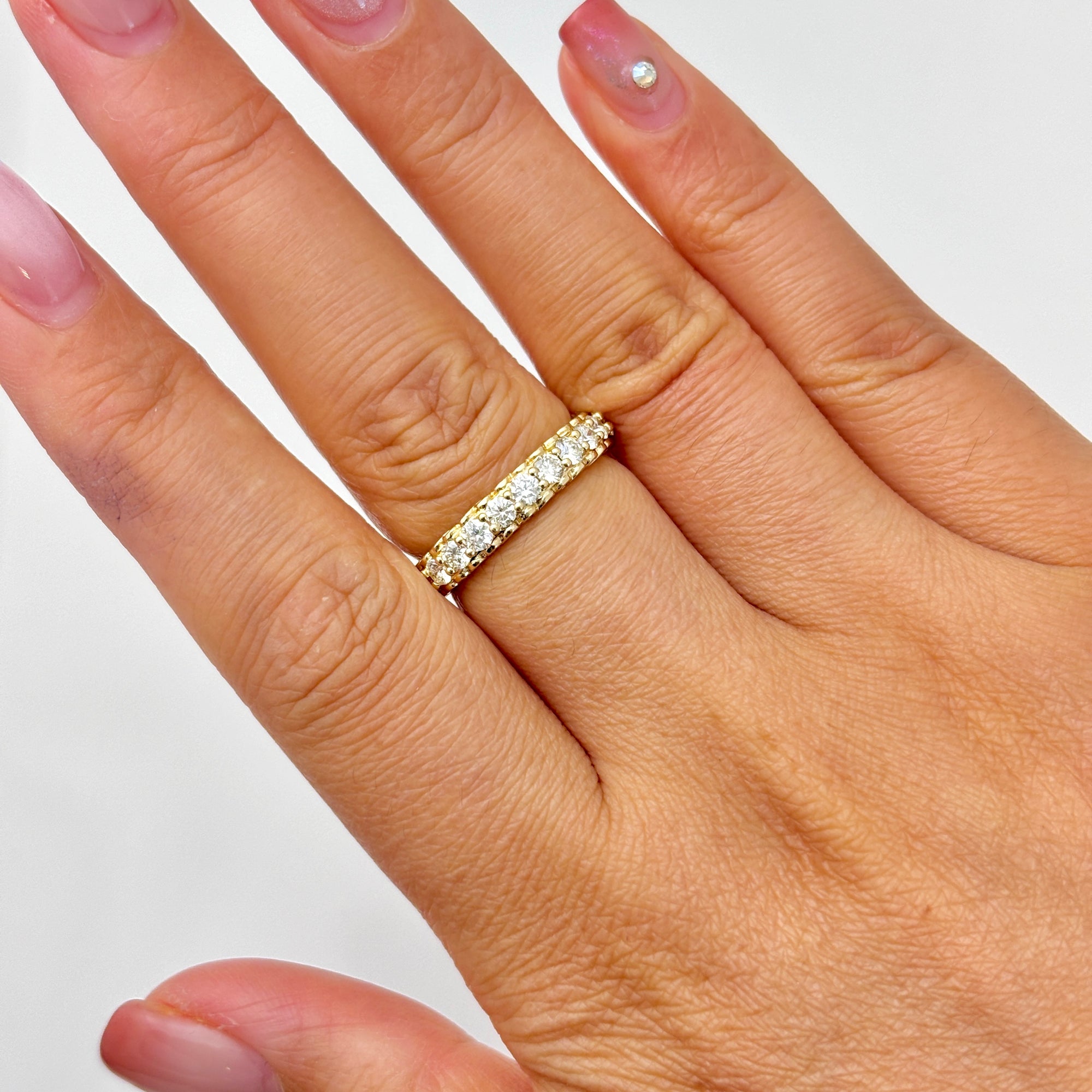 14k Yellow Gold Diamond Semi Eternity Ring | 0.44ctw | SZ 6.75