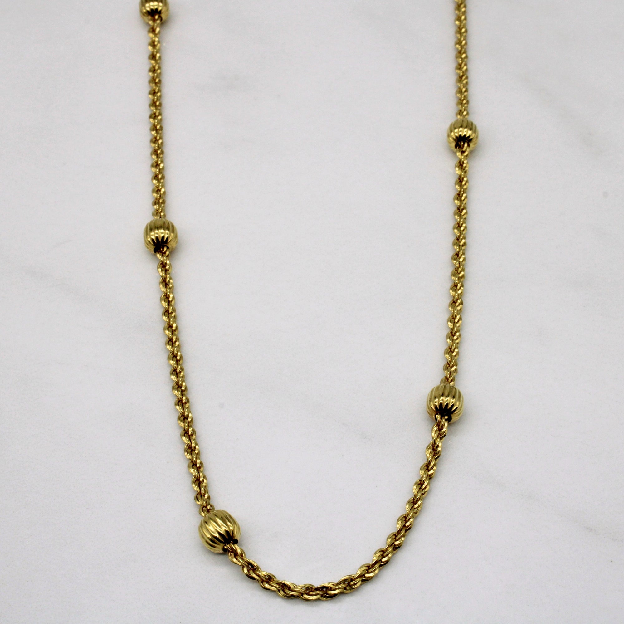 10k Yellow Gold Rope & Ball Chain | 19