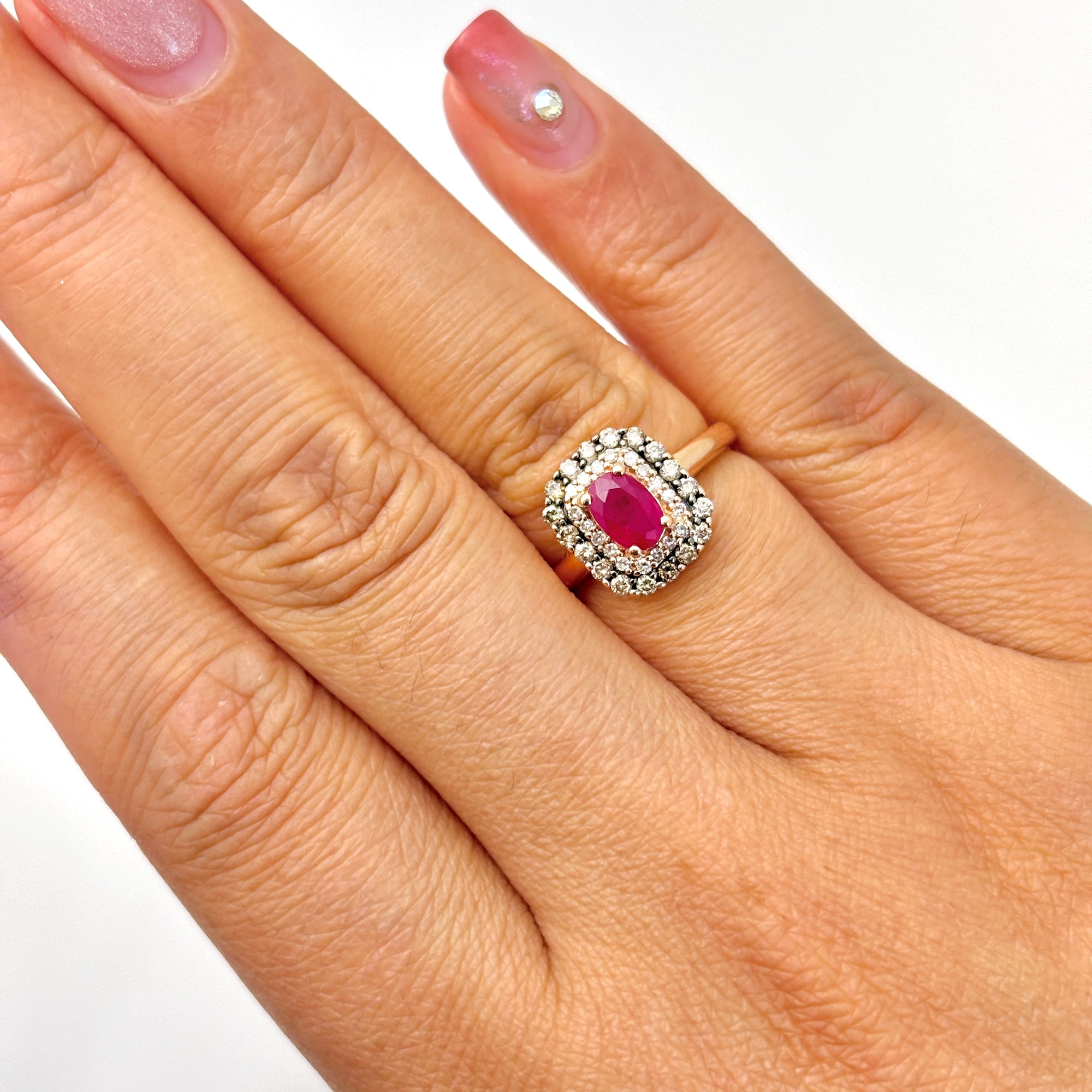 14k Rose Gold Ruby and Diamond Ring | 0.54ctw, 0.43ctw | SZ 5.5