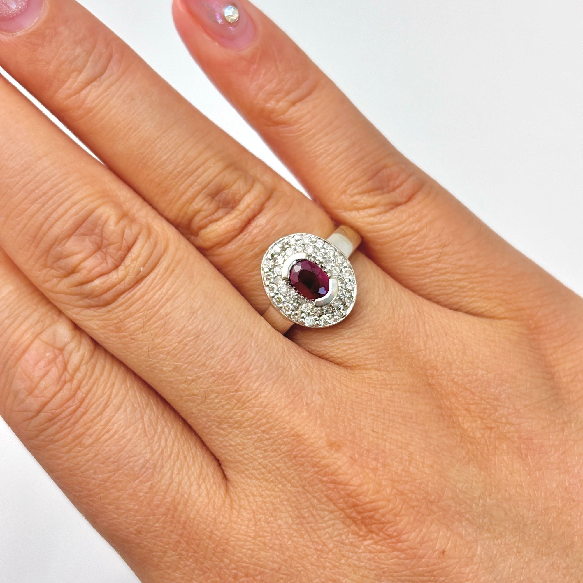 14k White Gold Ruby and Diamond Ring | 0.46ct, 0.39ctw | SZ 6.5