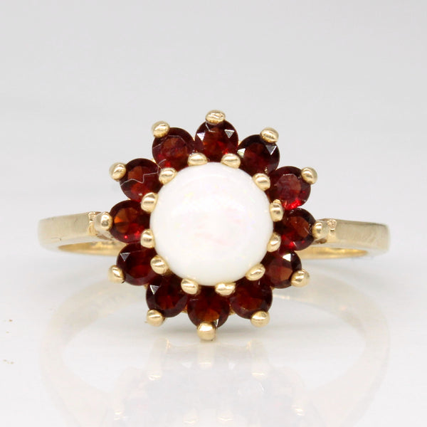 1968 London Opal & Garnet Cocktail Ring | 0.65ct, 0.36ctw | SZ 5.5 |