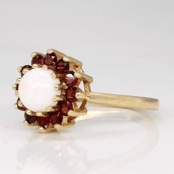 1968 London Opal & Garnet Cocktail Ring | 0.65ct, 0.36ctw | SZ 5.5 |