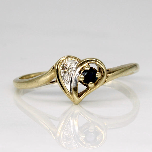 Sapphire & Diamond Heart Ring | 0.06ct, 0.01ct | SZ 8.25 |