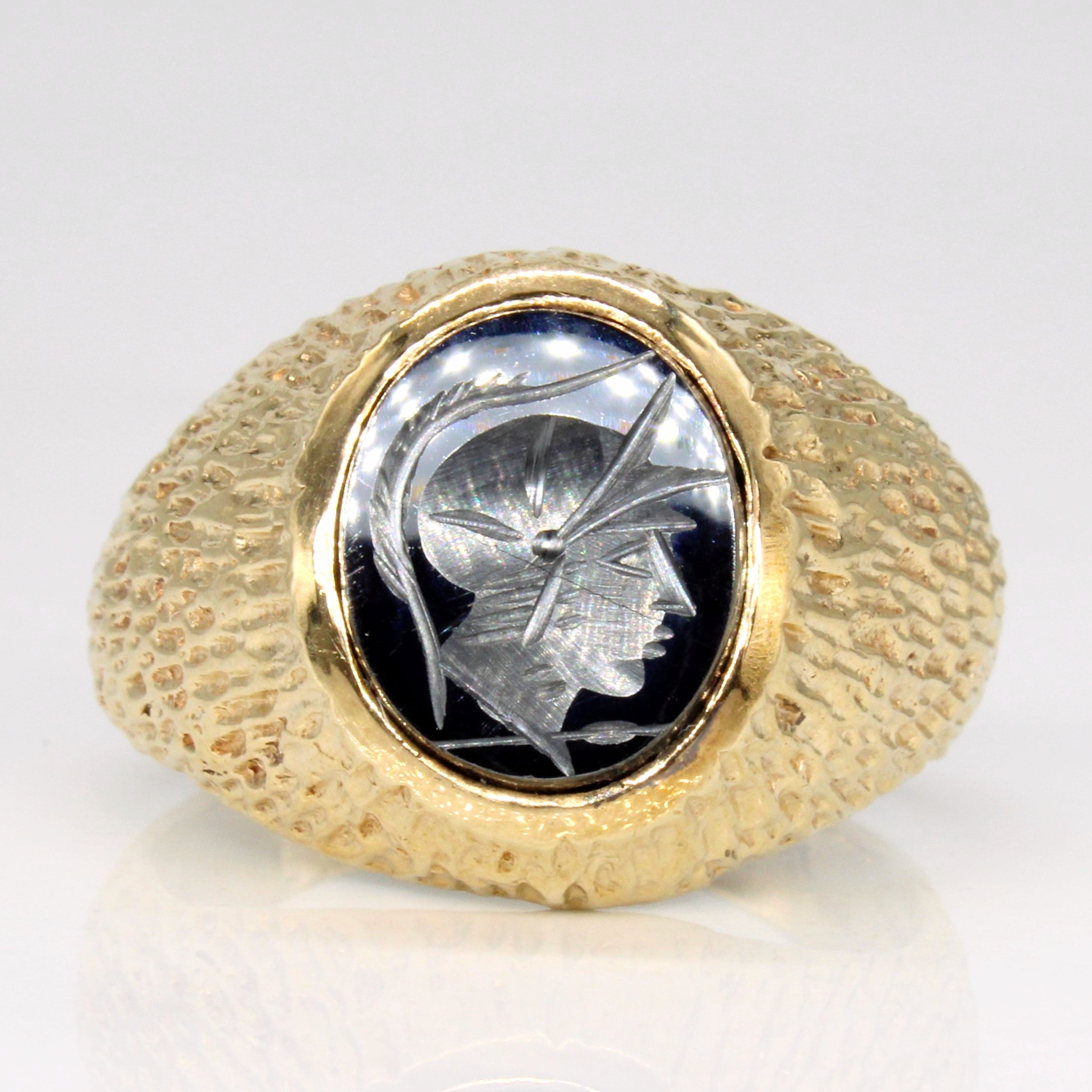 Carved Intaglio Hematite Ring | 4.00ct | SZ 9.75 |