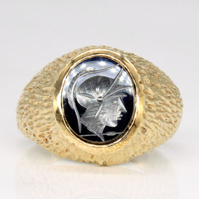 Carved Intaglio Hematite Ring | 4.00ct | SZ 9.75 |