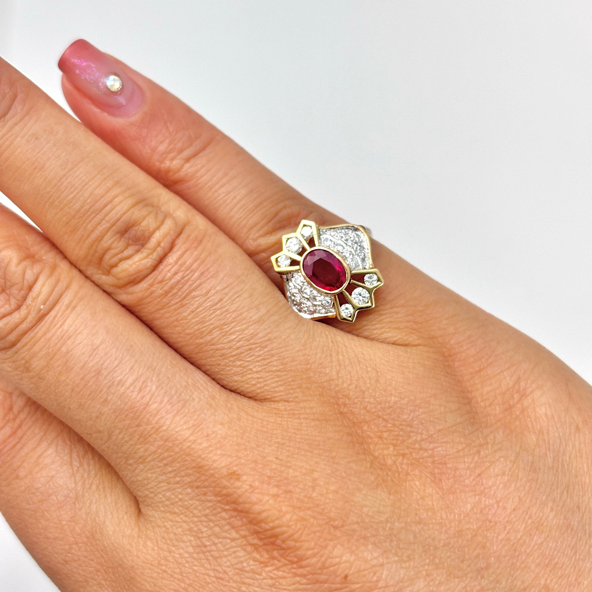 14k Yellow Gold Ruby and Diamond Ring | 0.58ct, 0.14ctw | SZ 4.5