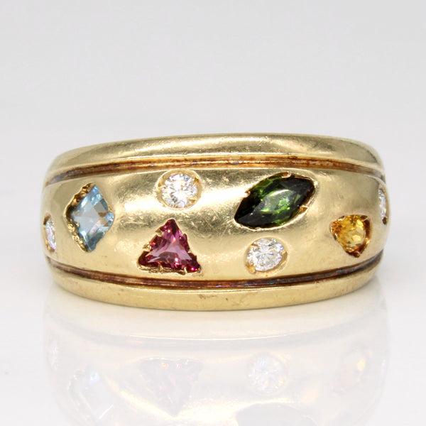 Multi Gem Abstract Cocktail Ring | 0.56ctw | SZ 6.5 |