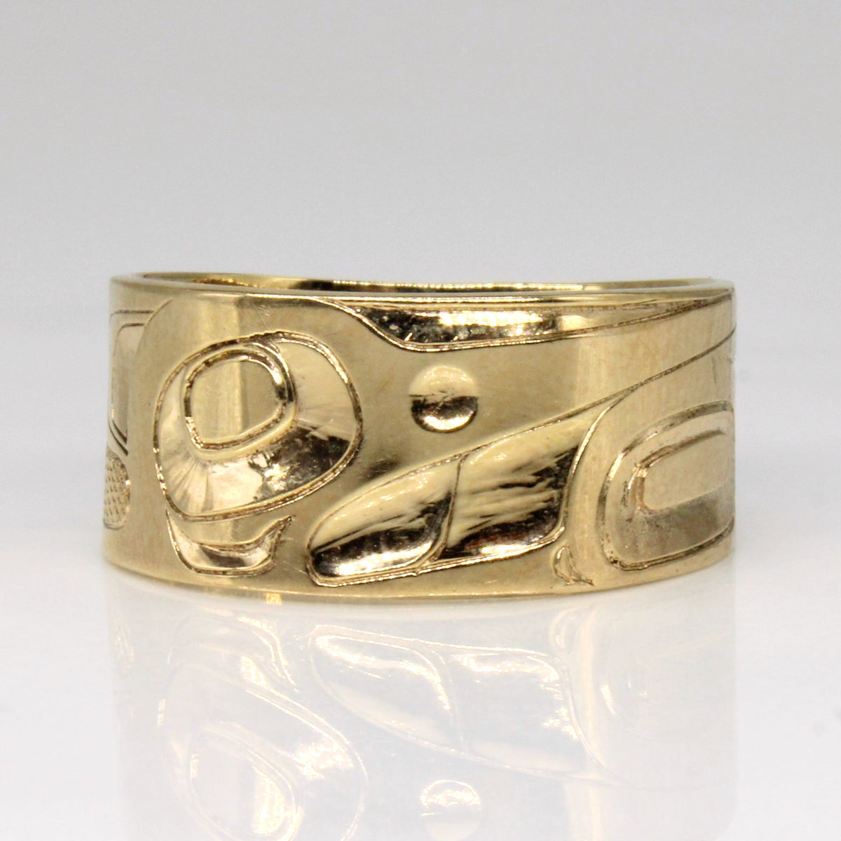 14k Yellow Gold Indigenous Art Ring | SZ 9