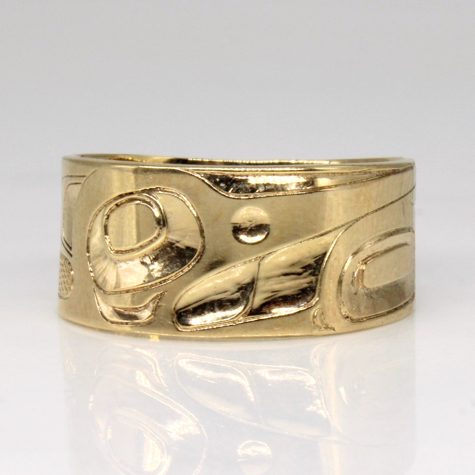 14k Yellow Gold Indigenous Art Ring | SZ 9 |