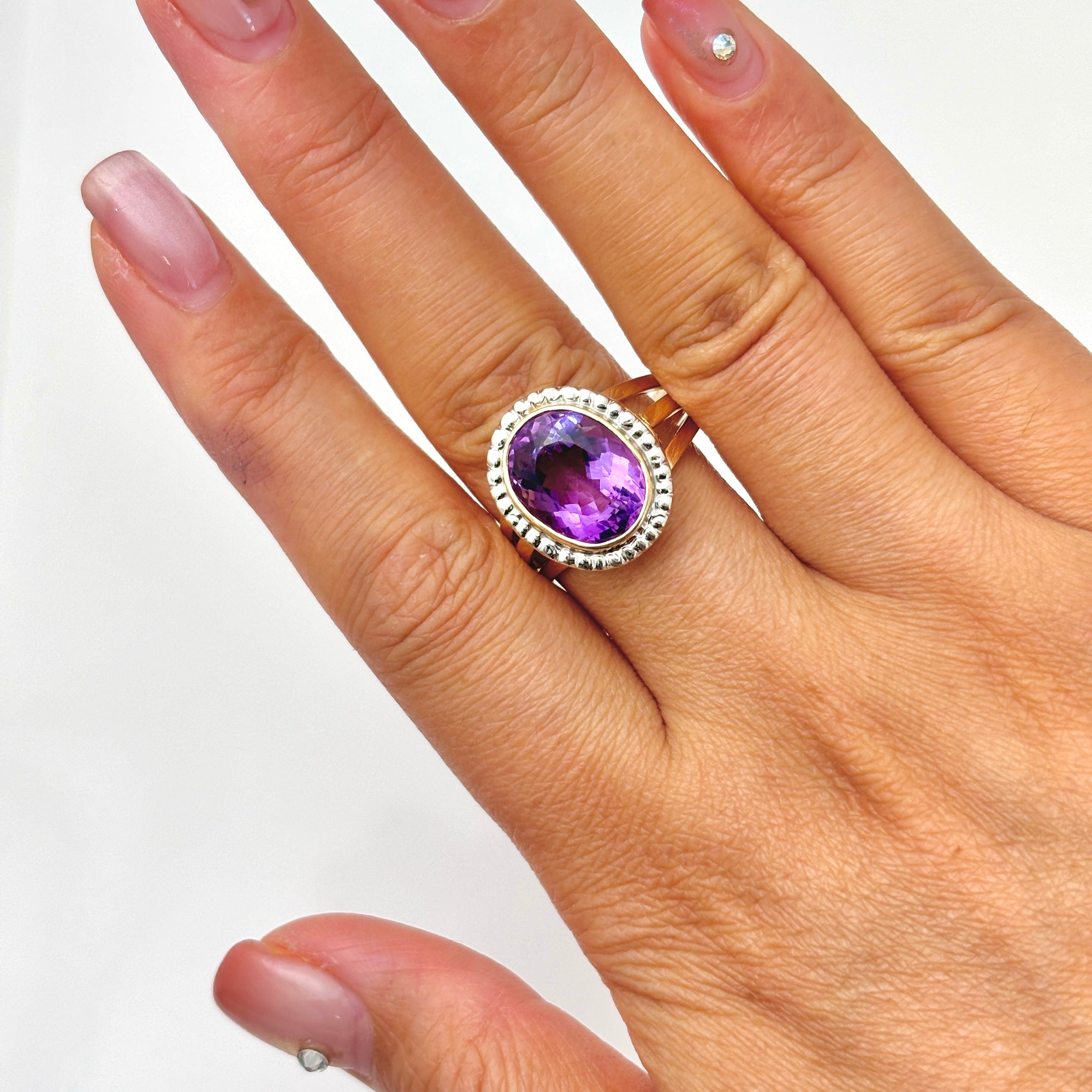 14k Yellow and White Gold Amethyst Ring | 5.29ct | SZ 11