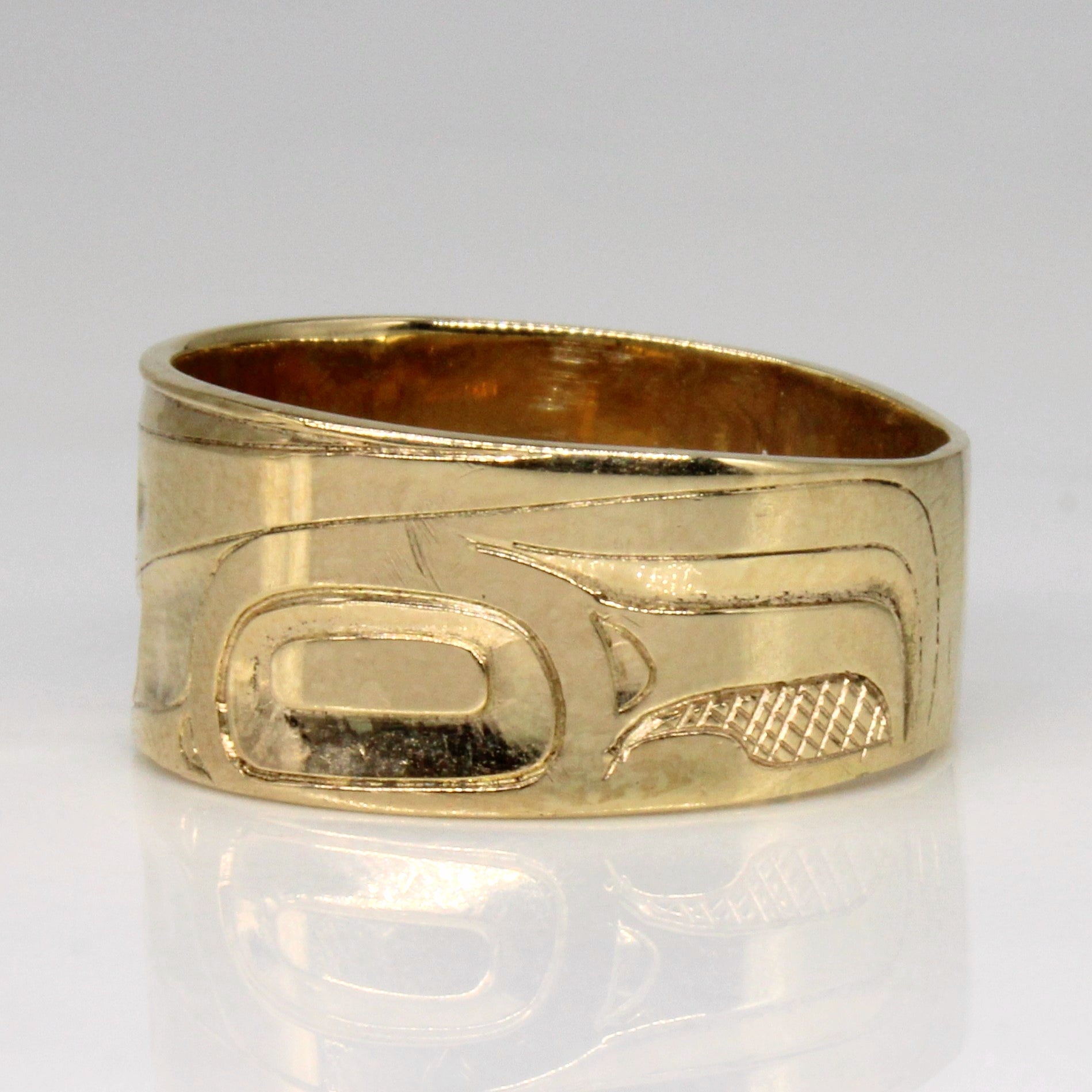 14k Yellow Gold Indigenous Art Ring | SZ 9 |