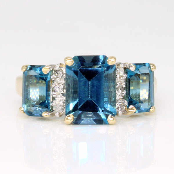 Blue Topaz & Diamond Cocktail Ring | 3.50ctw, 0.03ctw | SZ 5.5 |