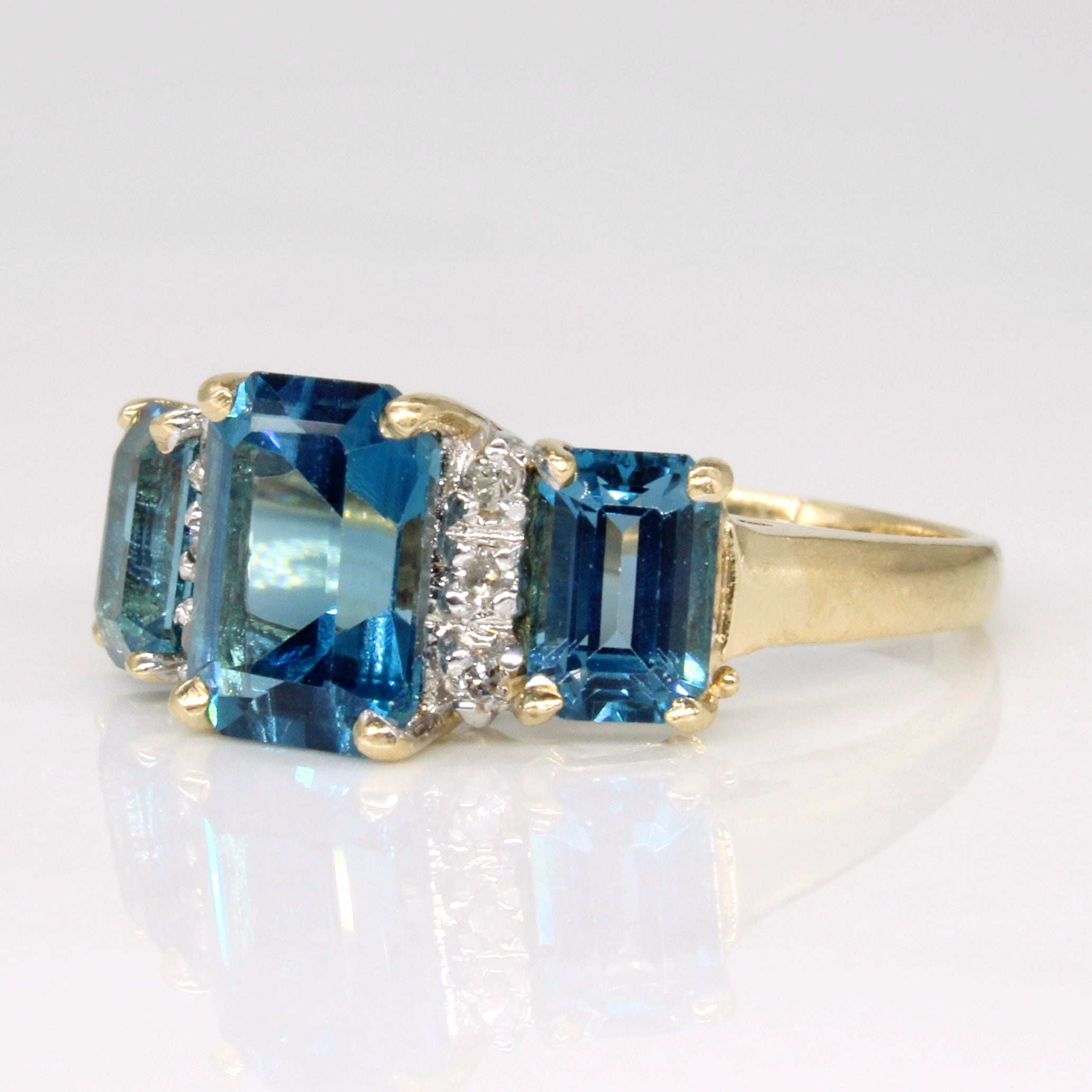 Blue Topaz & Diamond Cocktail Ring | 3.50ctw, 0.03ctw | SZ 5.5 |