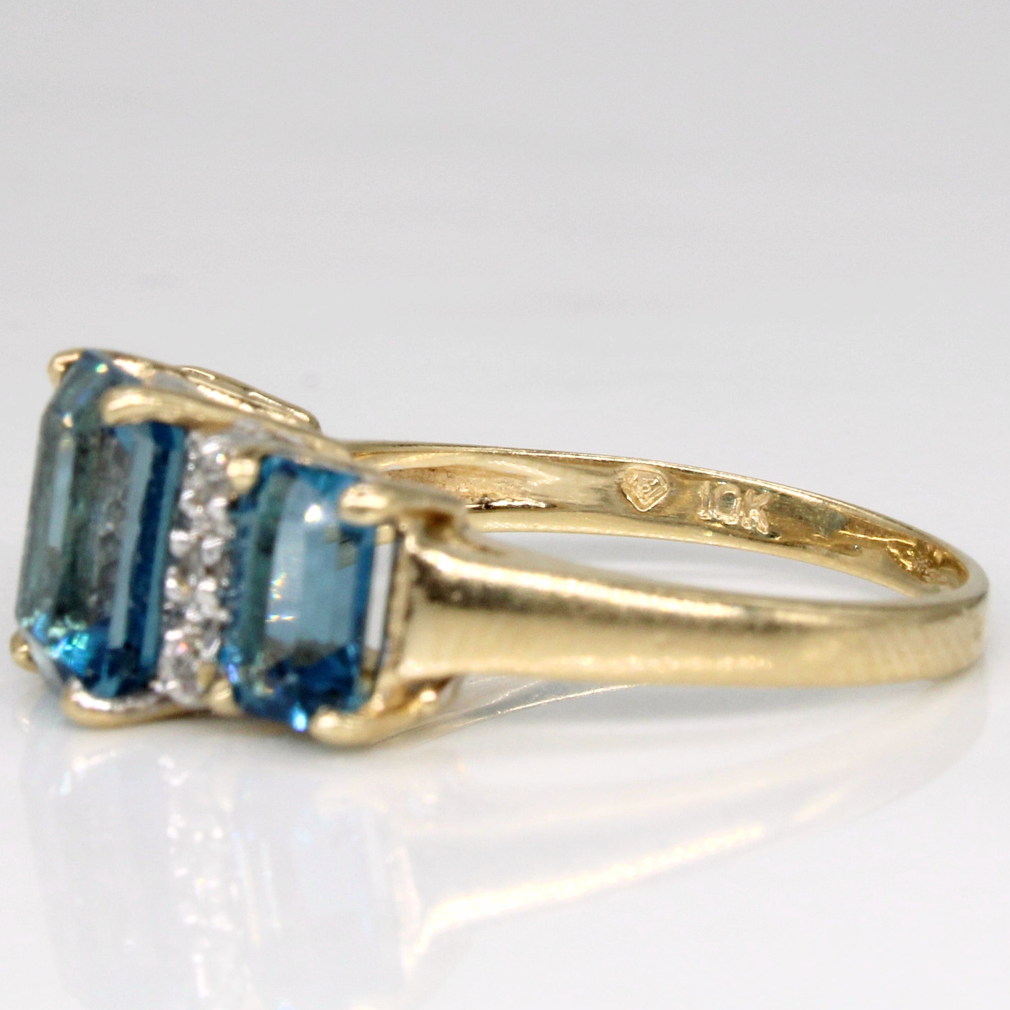 Blue Topaz & Diamond Cocktail Ring | 3.50ctw, 0.03ctw | SZ 5.5 |