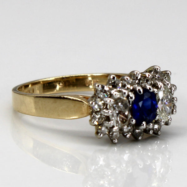 Sapphire and Diamond Cluster 14k Ring | 0.5 ctw, 0.33ctw, 0.45ctw | SZ 6.5 |