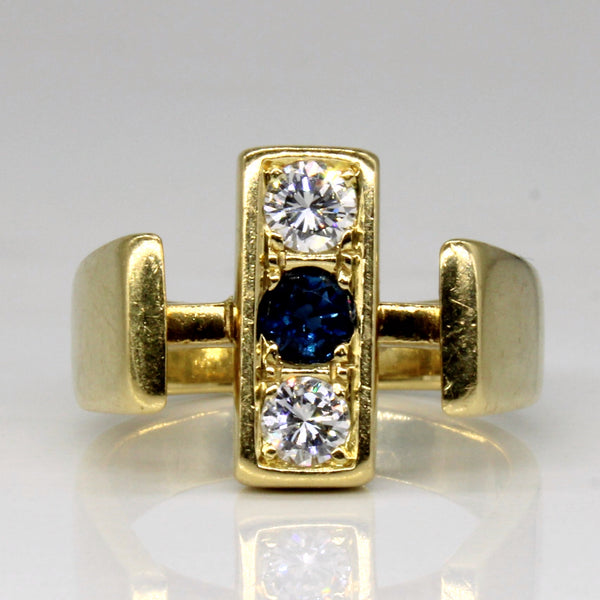 Diamond & Sapphire Vertical Ring | 0.32ctw, 0.26ct | SZ 5.5 |