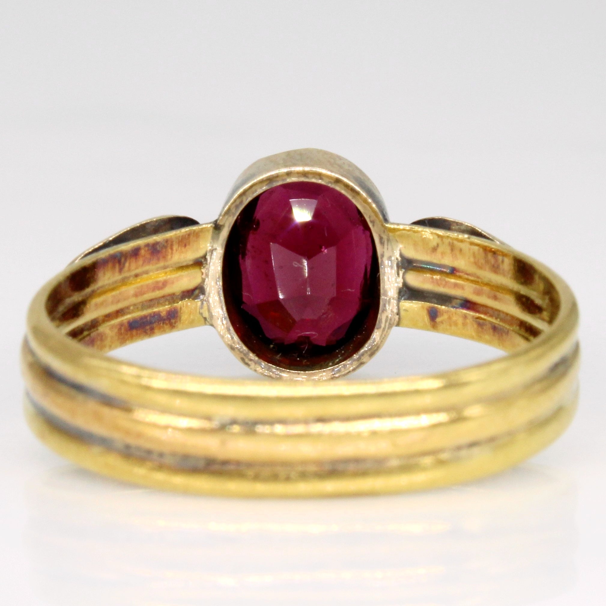 Bague vintage en grenat en forme de feuille | 1,30 ct | Taille 8 | 