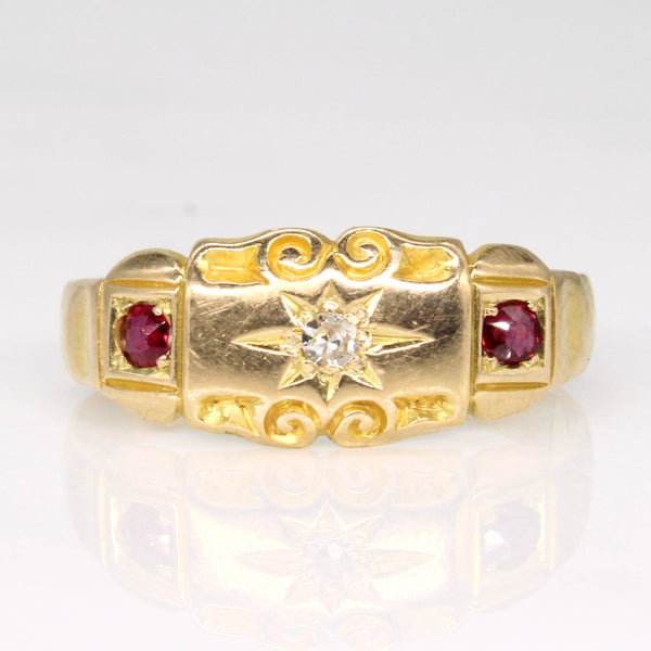 1895 Chester Victorian Era Ruby & Diamond Ring | 0.07ctw, 0.02ct | SZ 5.75 |