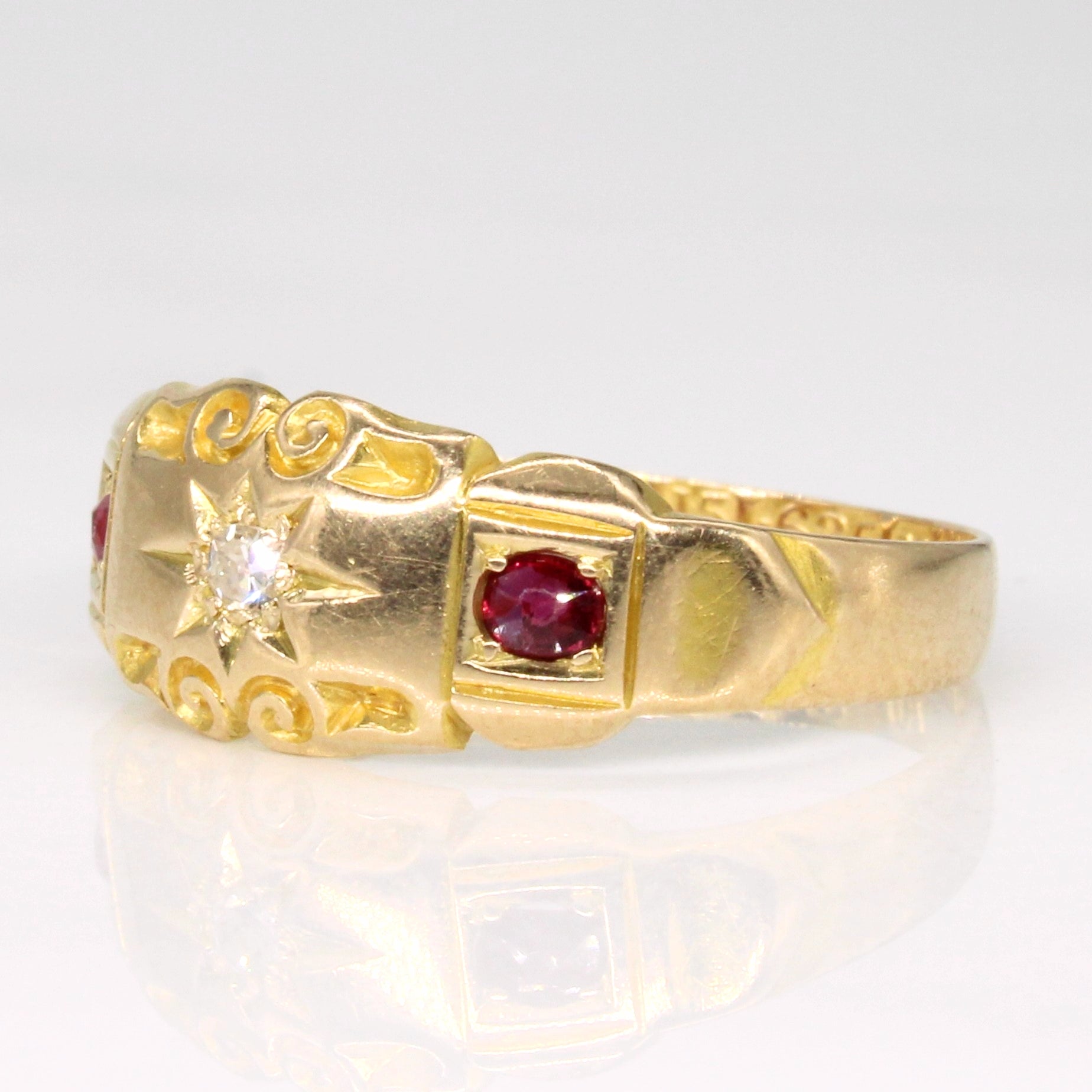 1895 Chester Victorian Era Ruby & Diamond Ring | 0.07ctw, 0.02ct | SZ 5.75 |