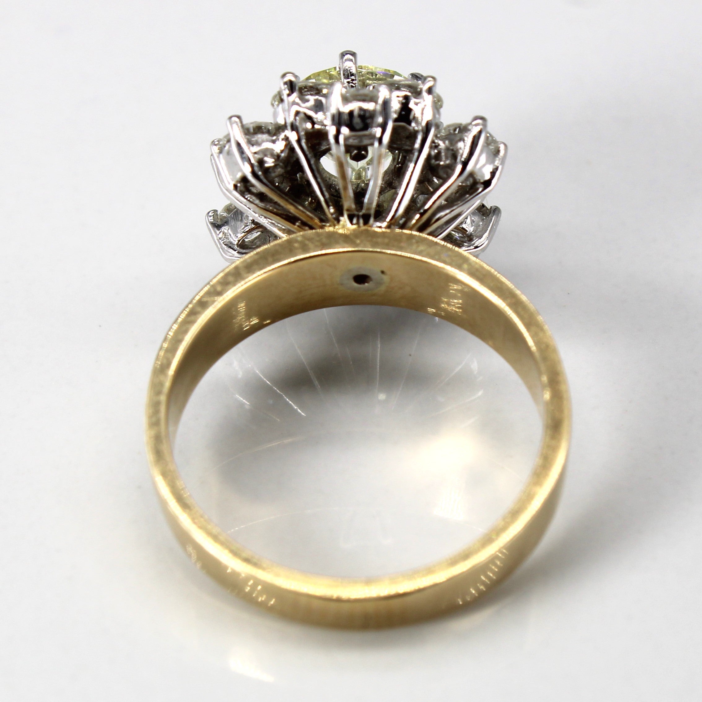 Yellow Diamond and Diamond Cluster 14k Ring | 0.36ctw, 0.44ctw 0.20ctw  | SZ 5.5 |