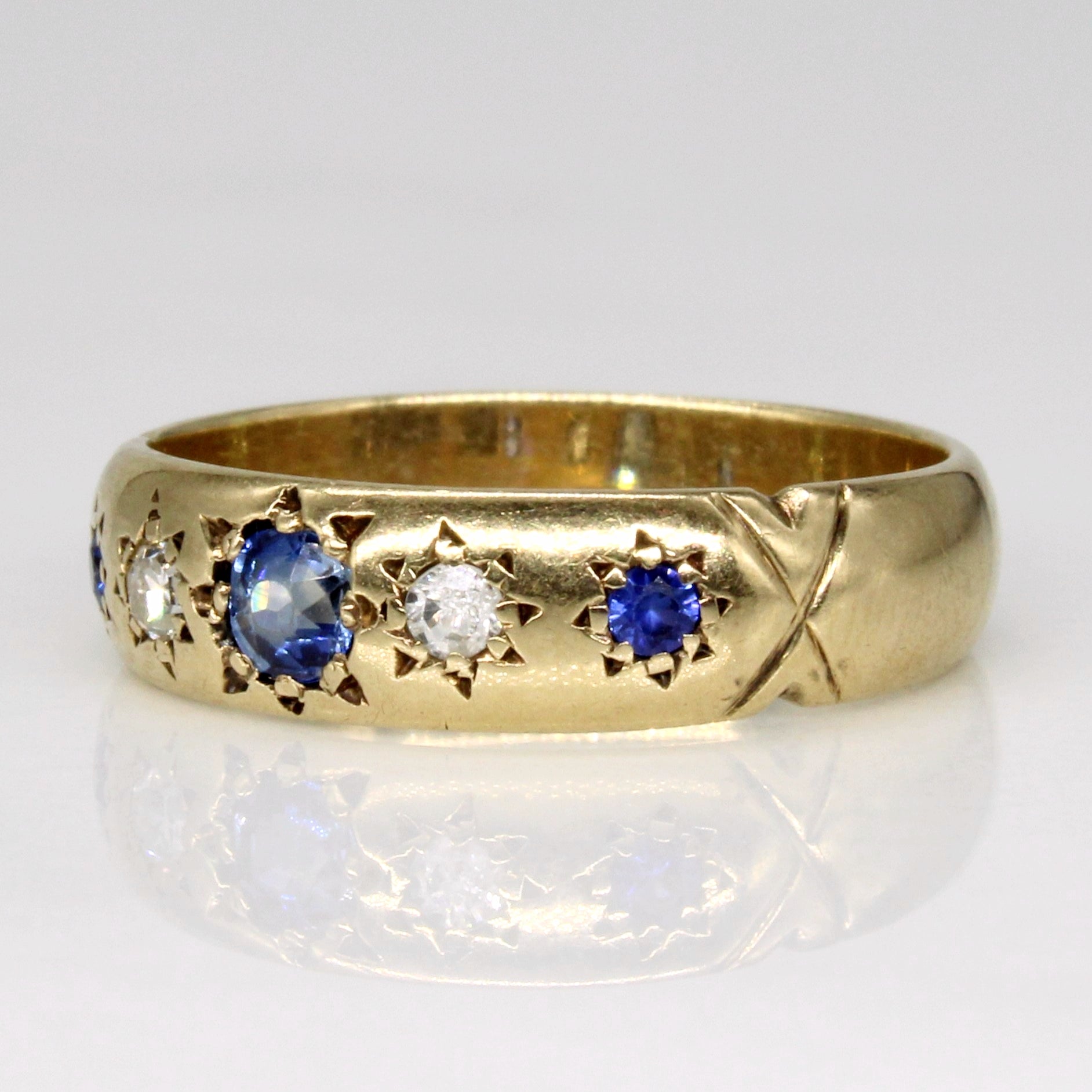 Sapphire & Diamond Flush Set Ring | 0.24ctw, 0.08ctw | SZ 6.5 |