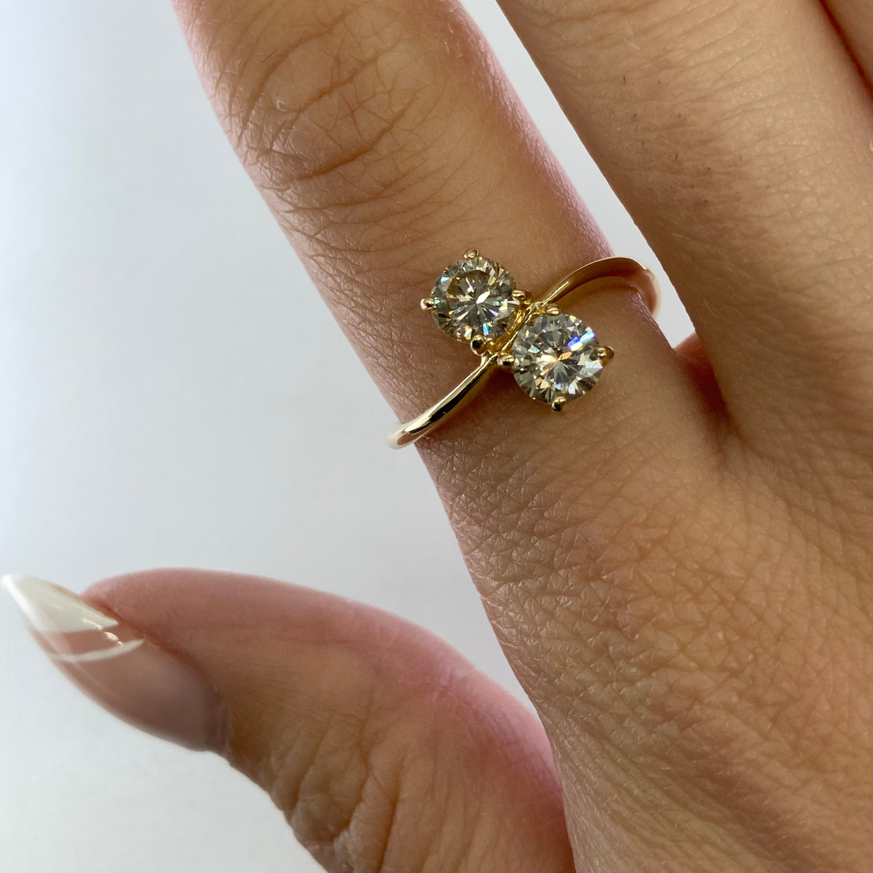 Bespoke' Modern Toi et Moi Bypass Diamond Ring | 1.06ctw | SZ 7 |