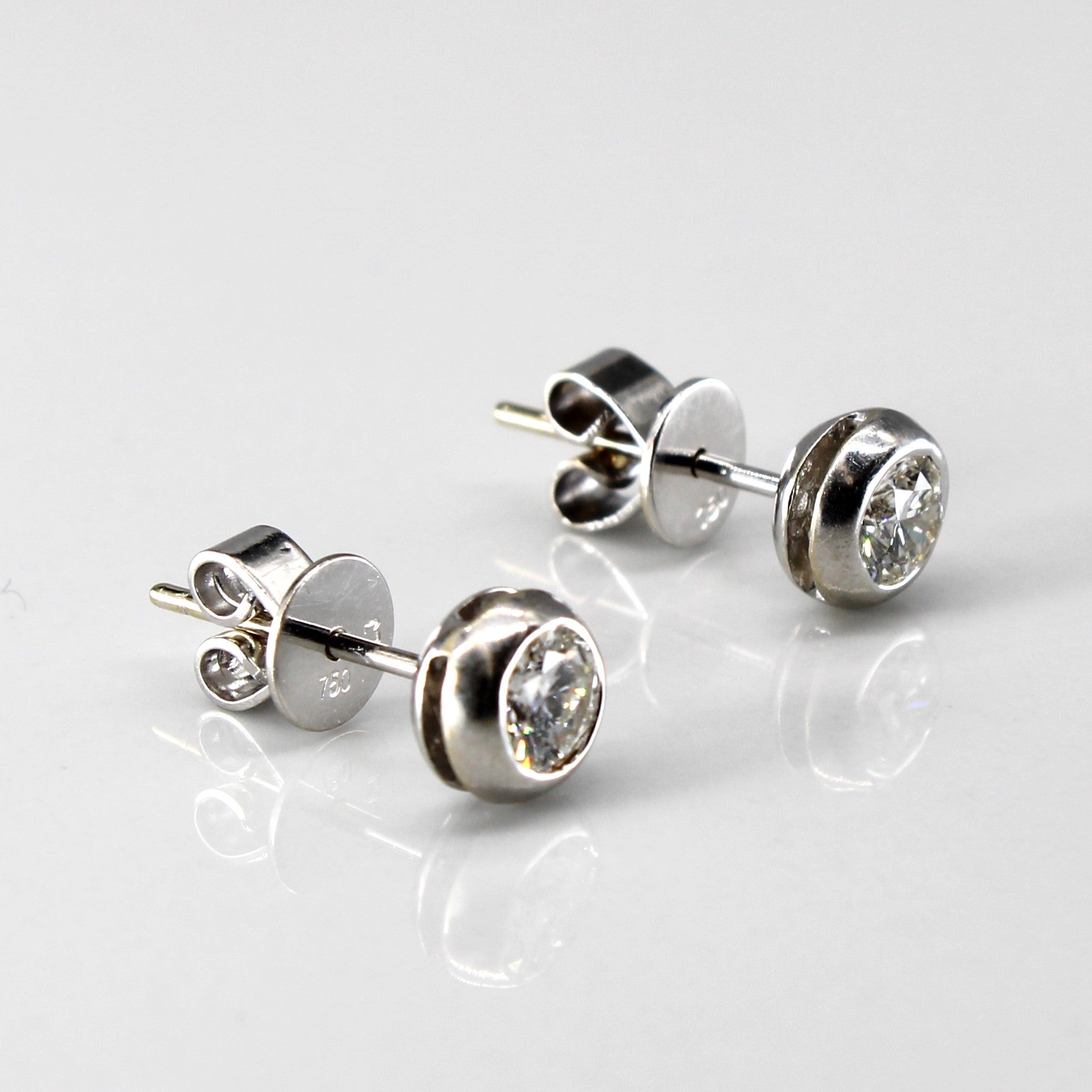 Bezel Set Diamond Stud Earrings | 0.70ctw |