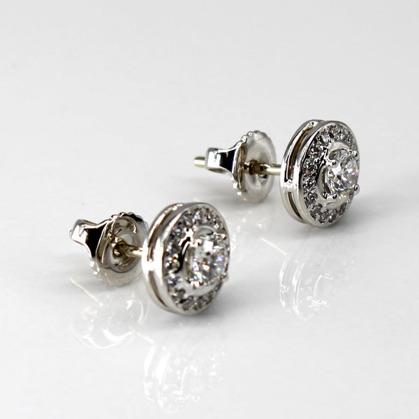18k Halo Style Diamond Stud Earrings | 0.54ctw VS1/2 G/H |