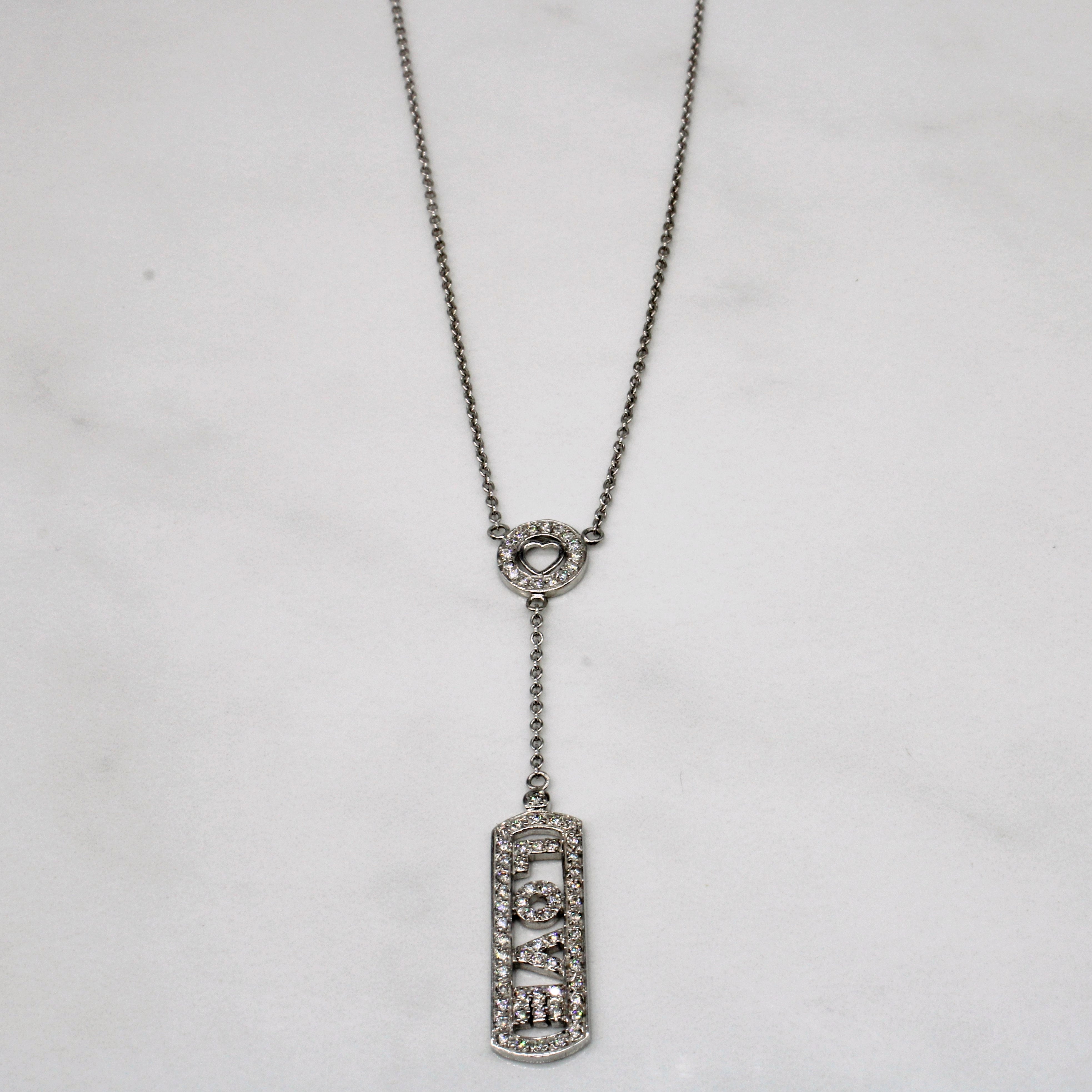 Diamond 'Love' Drop Pendant Necklace | 0.41ctw | 16" |