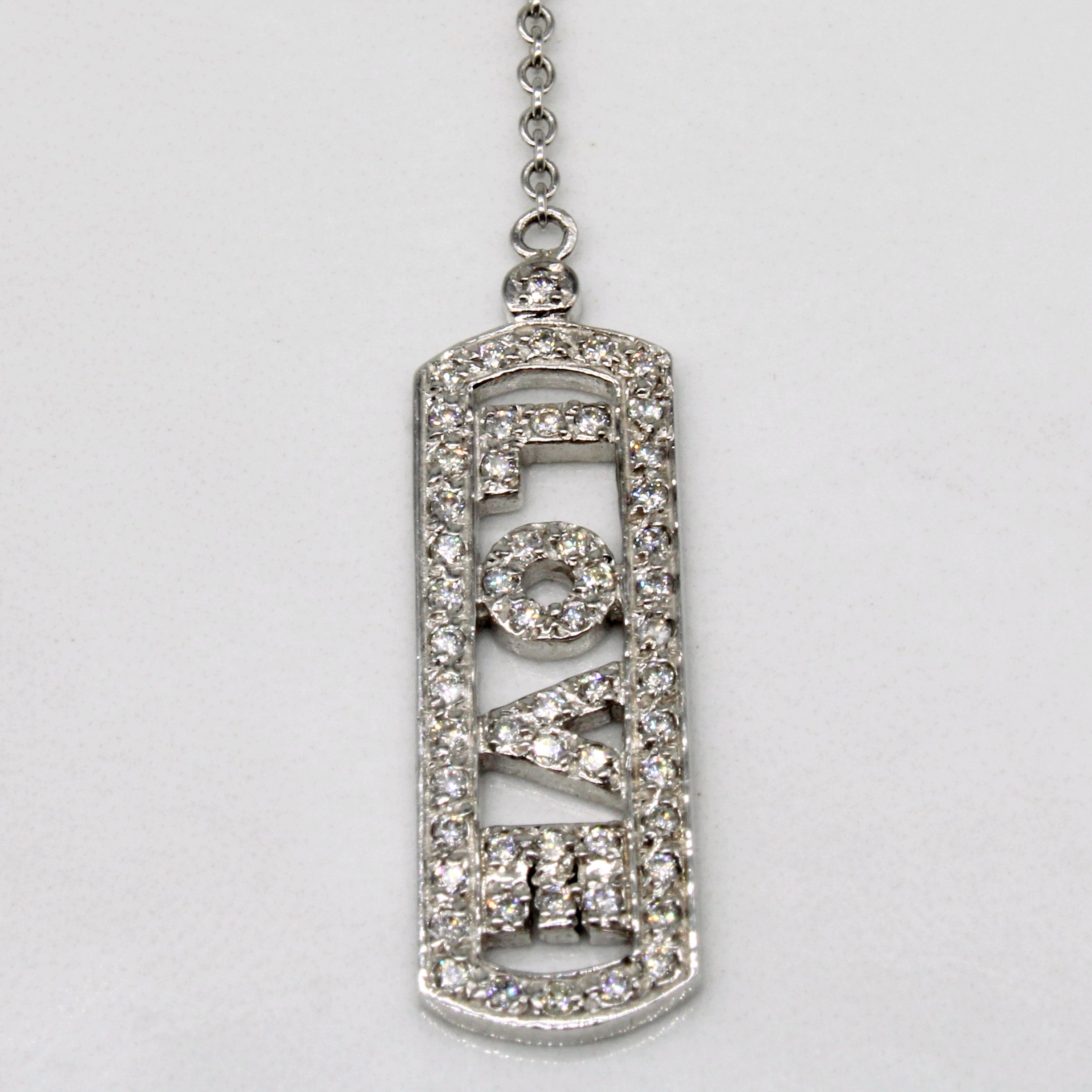 Diamond 'Love' Drop Pendant Necklace | 0.41ctw | 16" |