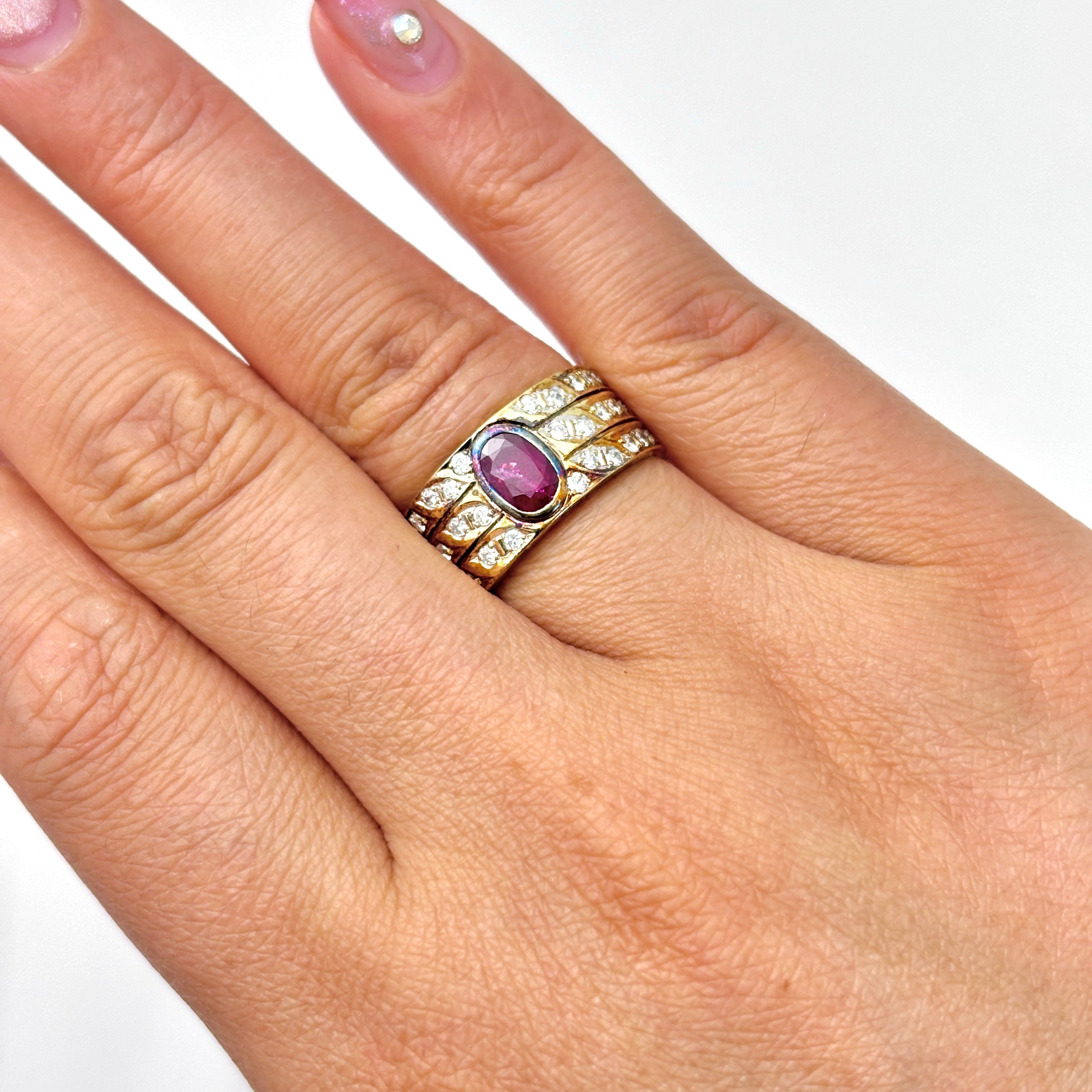 14k Yellow Gold Ruby and Diamond Ring | 0.51ct, 0.52ctw | SZ 7