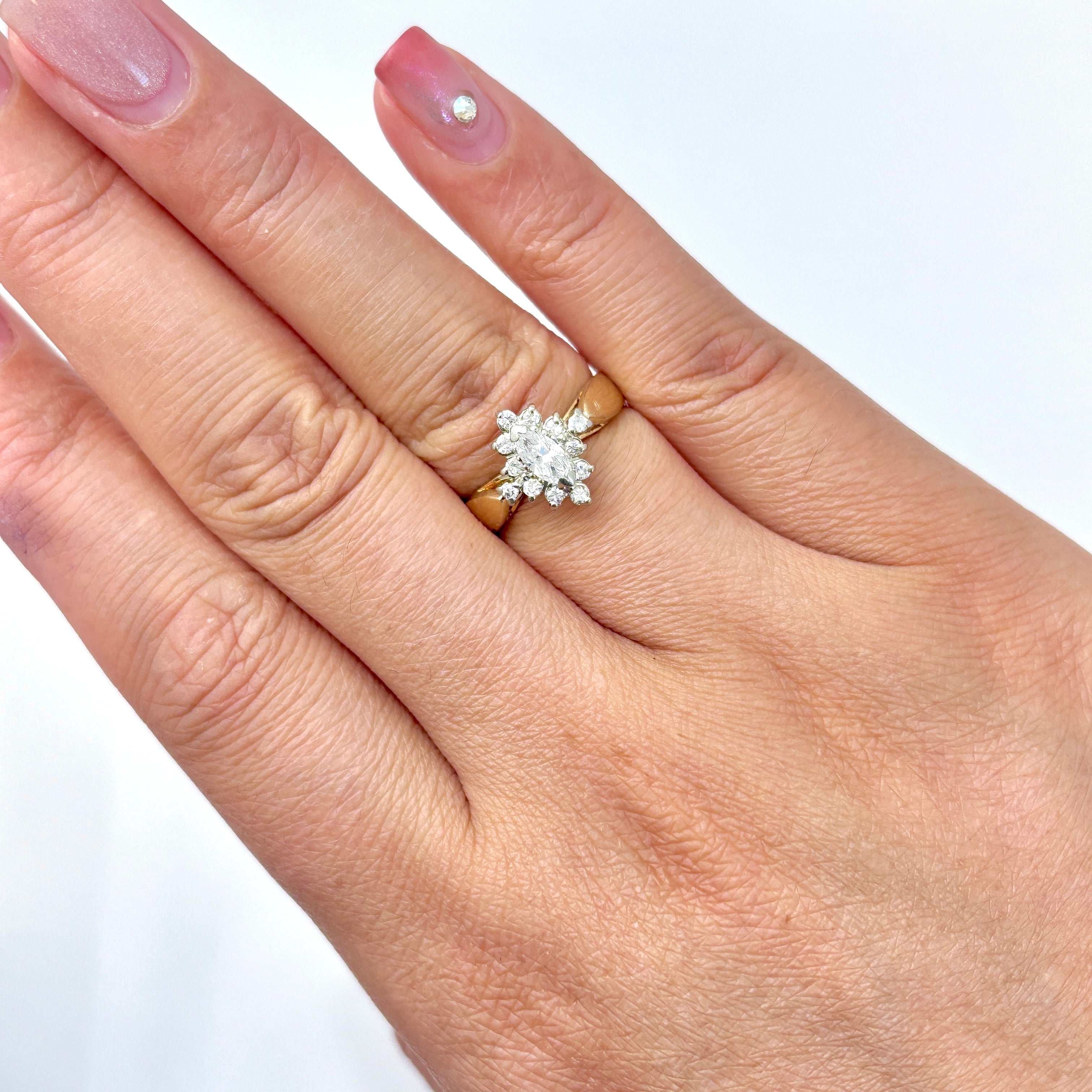 Bague en or jaune 14 carats sertie de diamants | 0,44 ct | Taille 5,75 