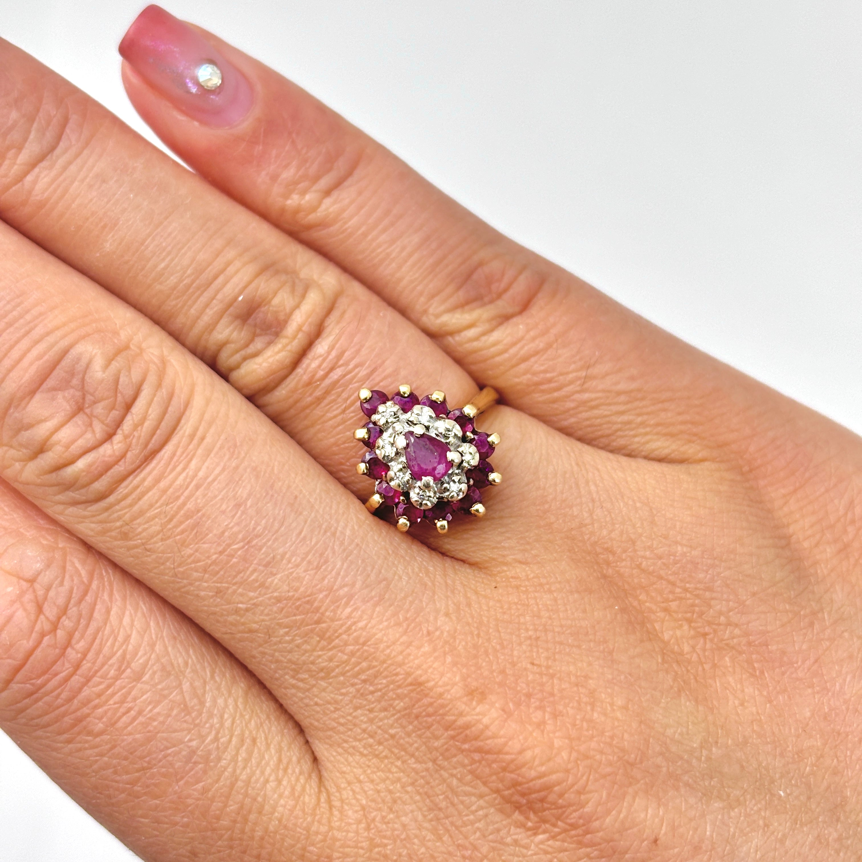Ruby & Diamond Cocktail Ring | 1.00ctw, 0.02ctw | SZ 6.5 |