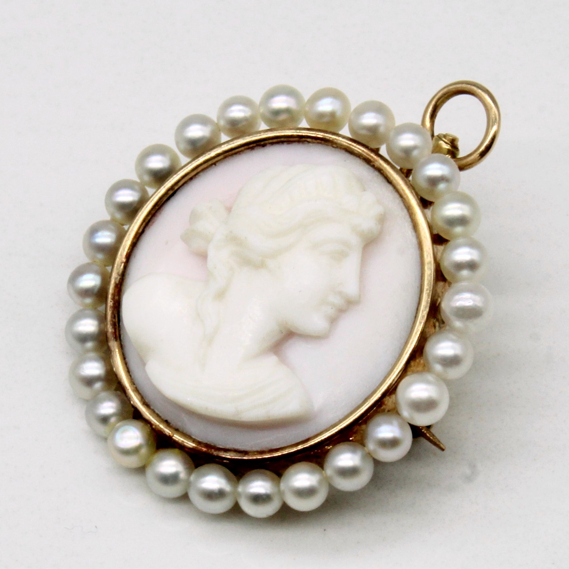 Seashell & Pearl Cameo Brooch & Pendant | 7.00ct |