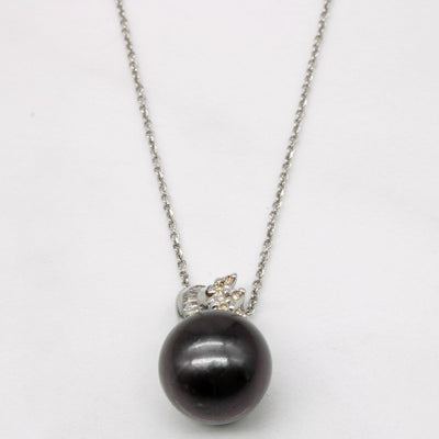 Black South Sea Pearl & Diamond Pendant & Necklace | 0.20ctw | 18