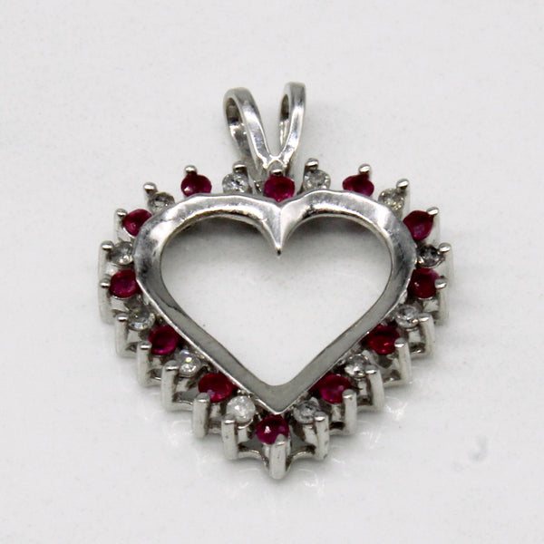Ruby & Diamond Heart Pendant | 0.12ctw, 0.10ctw |