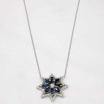 Sapphire & Diamond Pendant Necklace | 1.71ctw, 0.54ctw | 16